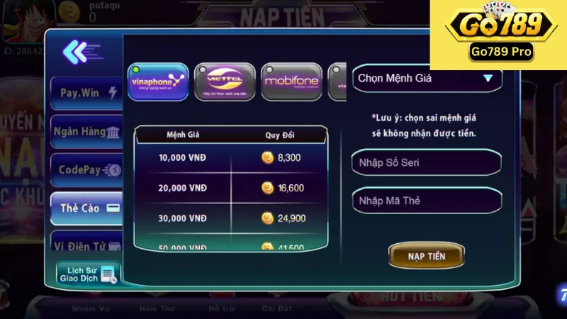 Nạp Tiền Go789: Hướng Dẫn Chi Tiết Cho Người Mới Chơi Game 3 Cách thực hiện nạp tiền Go789